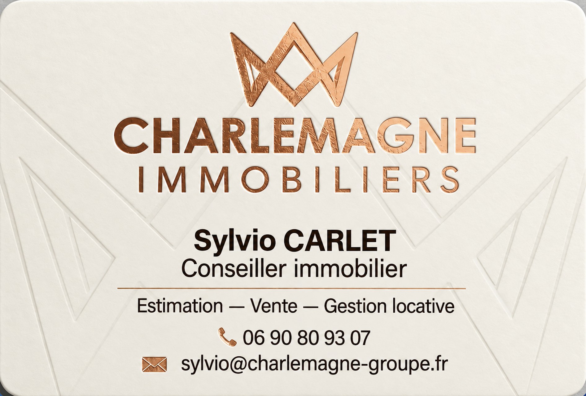 Carte de visite de Sylvio CARLET — Charlemagne Immobiliers